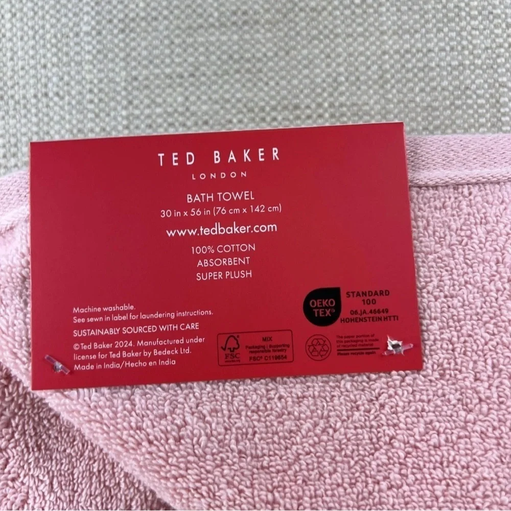 Ted Baker London Bath Towel Pink Super Plush Luxury 30